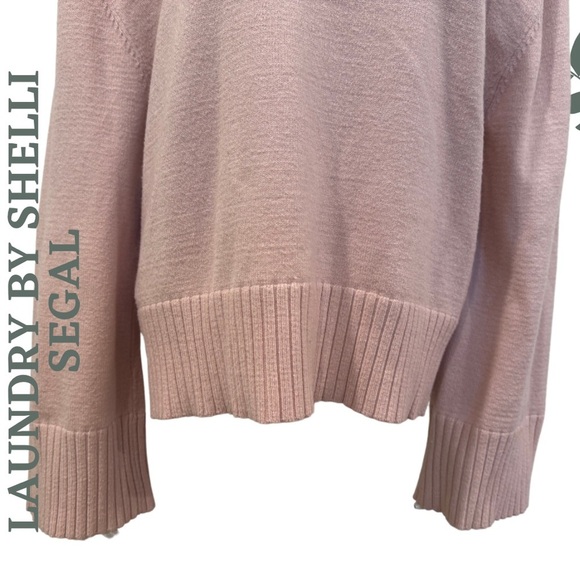 🛍️3/$40 Laundry Shelli Segal Light Pink Turtleneck Sweater Rib Pullover Medium - Picture 7 of 8